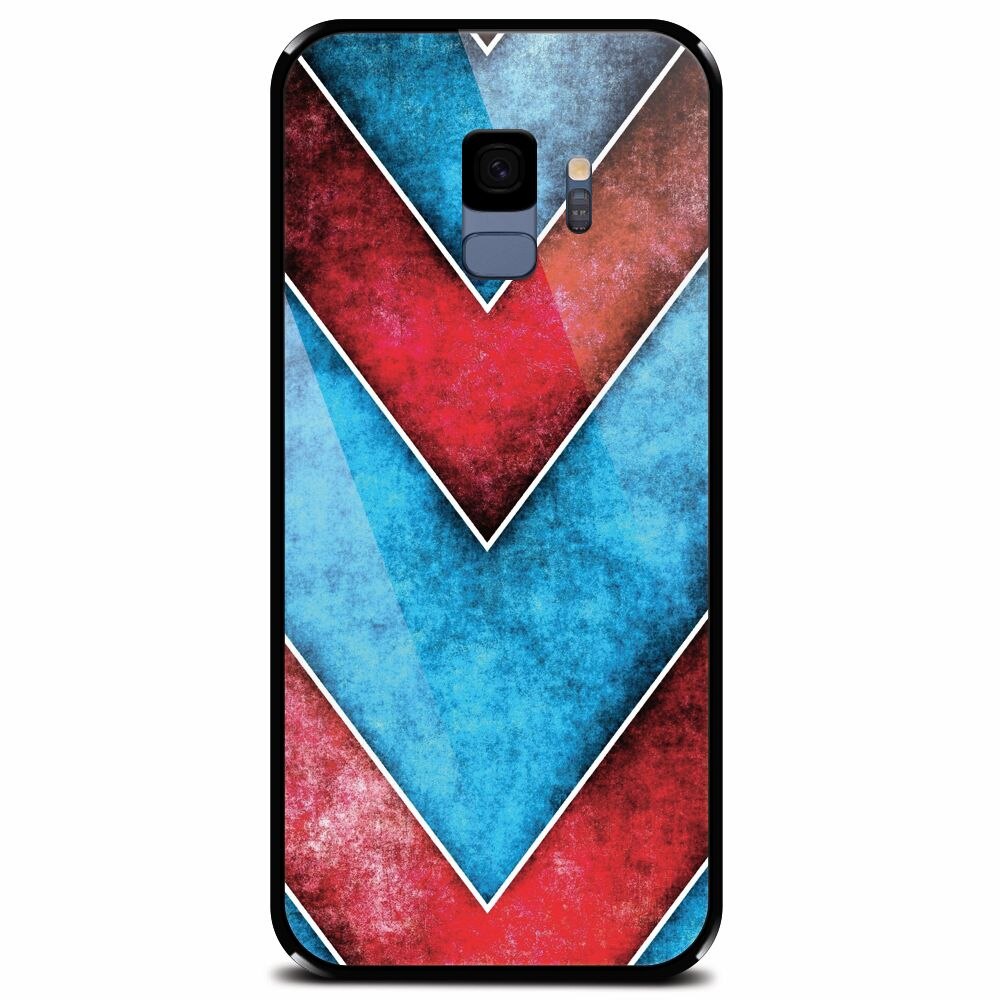 Husa din sticla securizata pentru Samsung Galaxy S9, Blue And Red Abstract