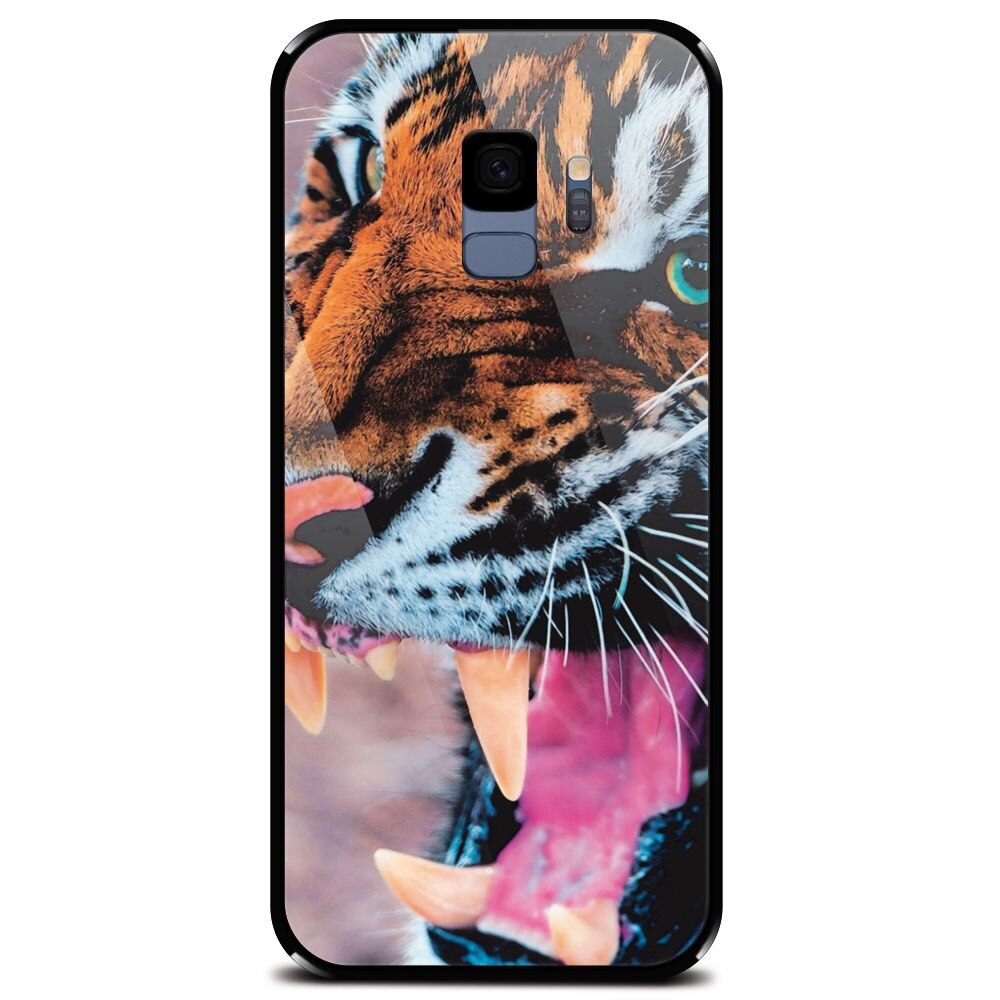 Husa din sticla securizata pentru Samsung Galaxy S9, Angry Tiger Teeth Fresh