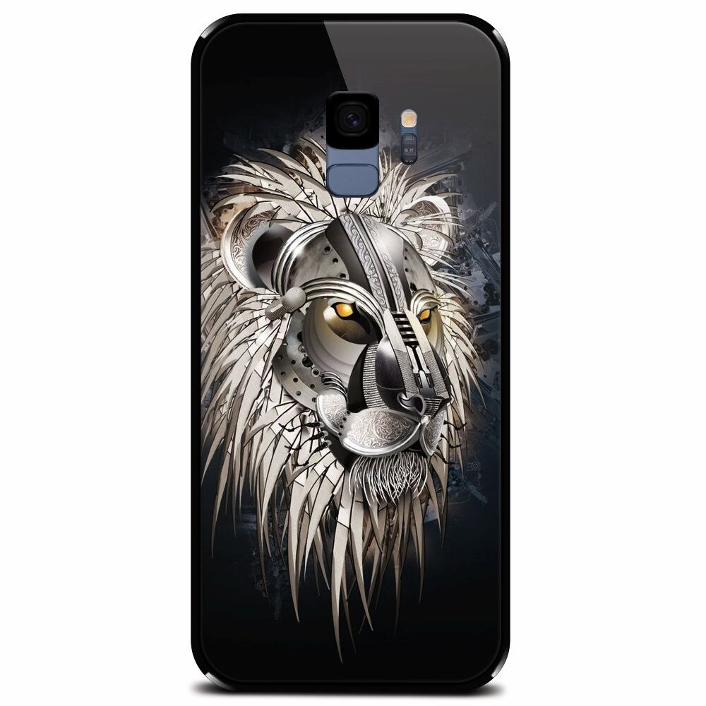 Husa din sticla securizata pentru Samsung Galaxy S9, Abstract Lion 001