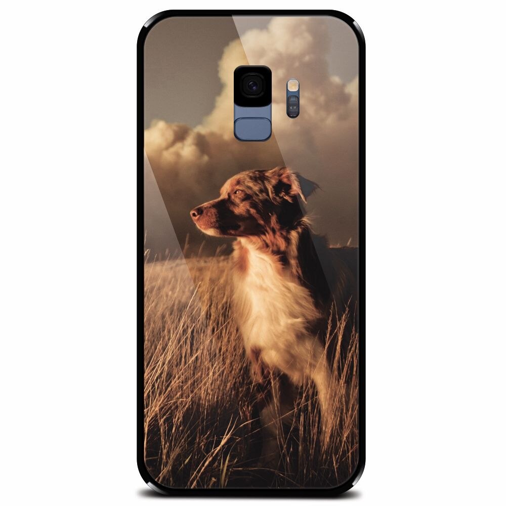 Husa din sticla securizata pentru Samsung Galaxy S9, Alone Dog Animal In Grass