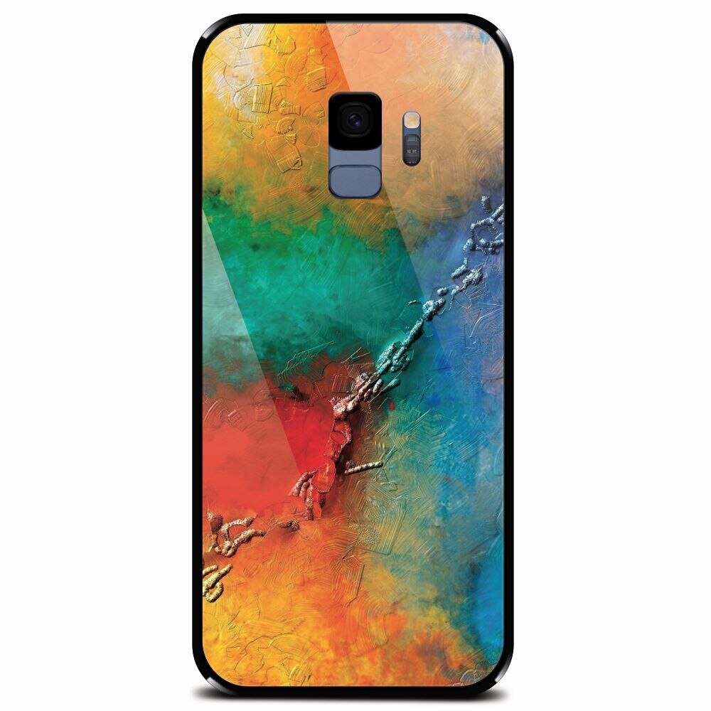Husa din sticla securizata pentru Samsung Galaxy S9, Colorful Wall Paint Texture