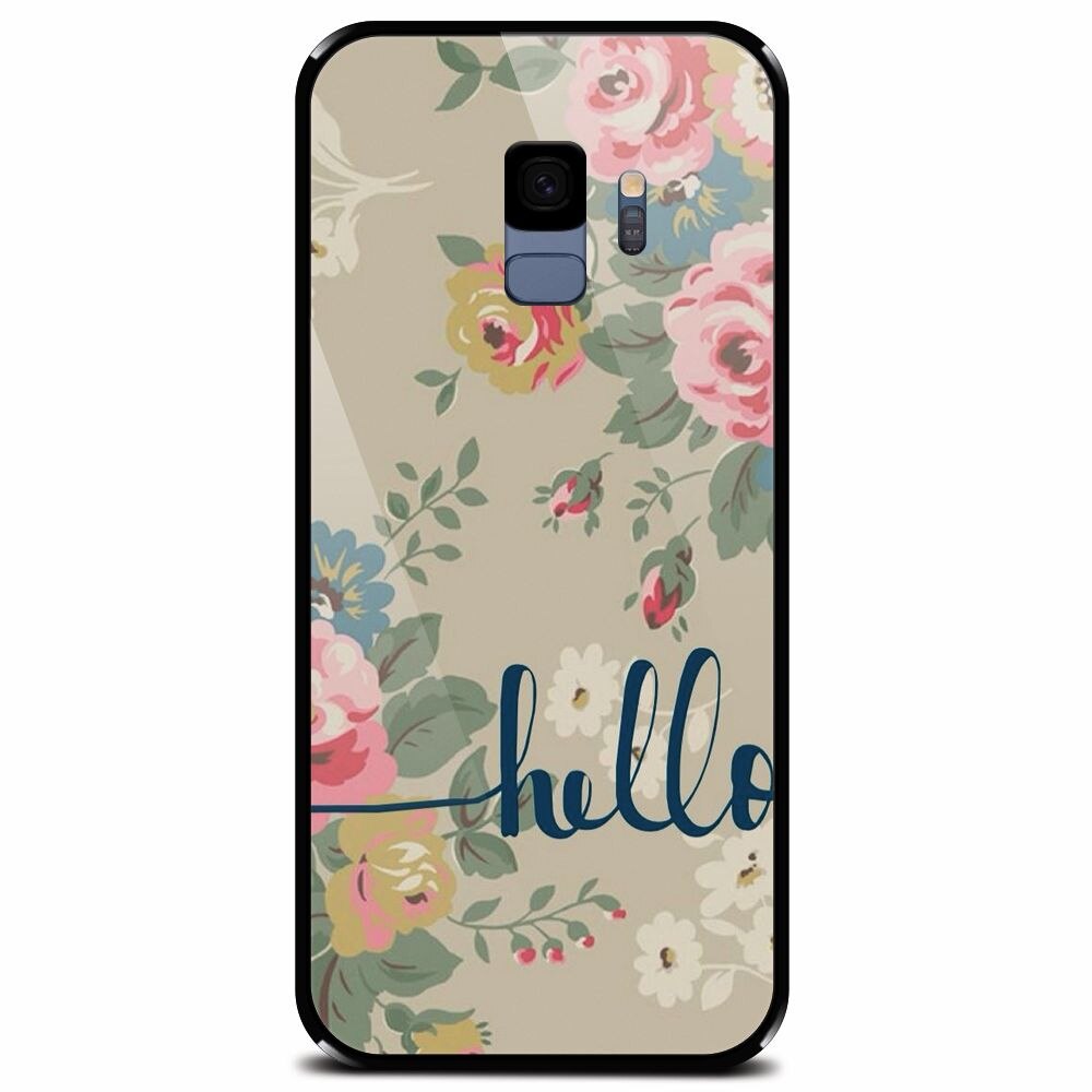 Husa din sticla securizata pentru Samsung Galaxy S9, Cute Flower Phone