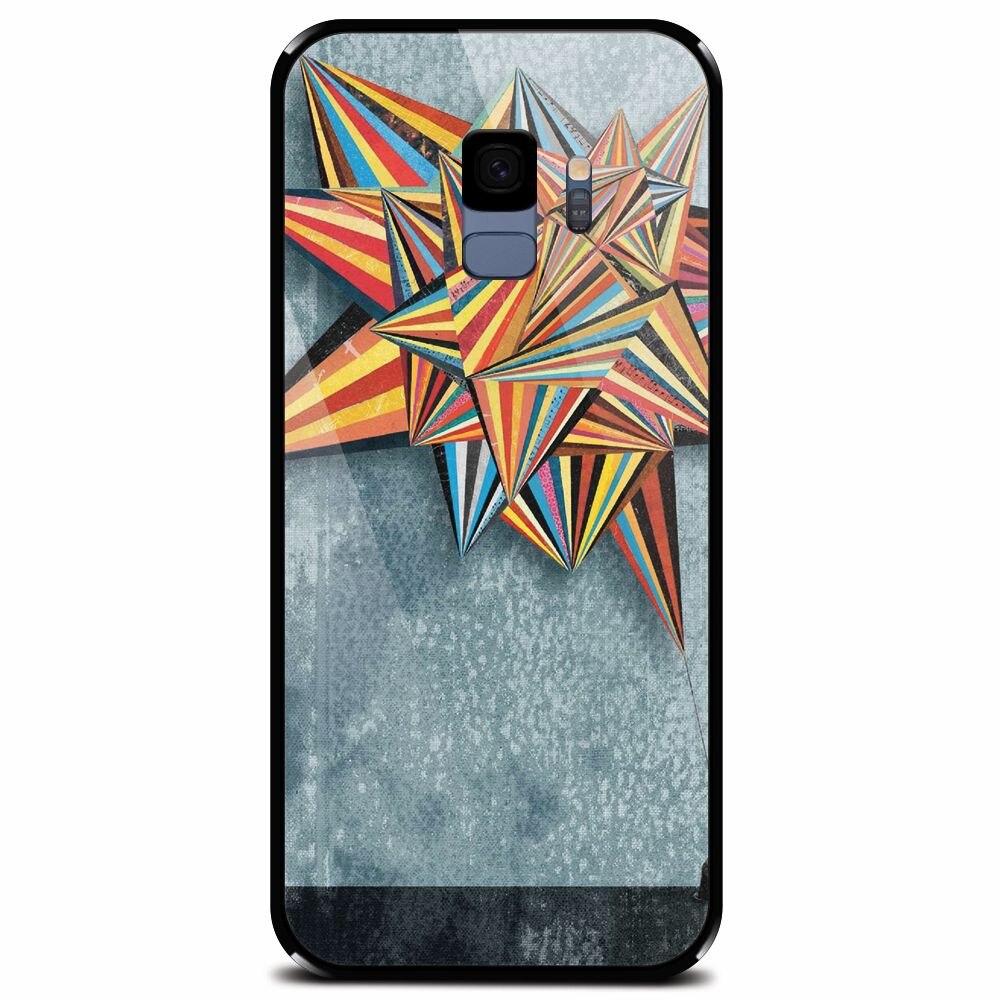 Husa din sticla securizata pentru Samsung Galaxy S9, Abstract Colorful Balloon Triangles