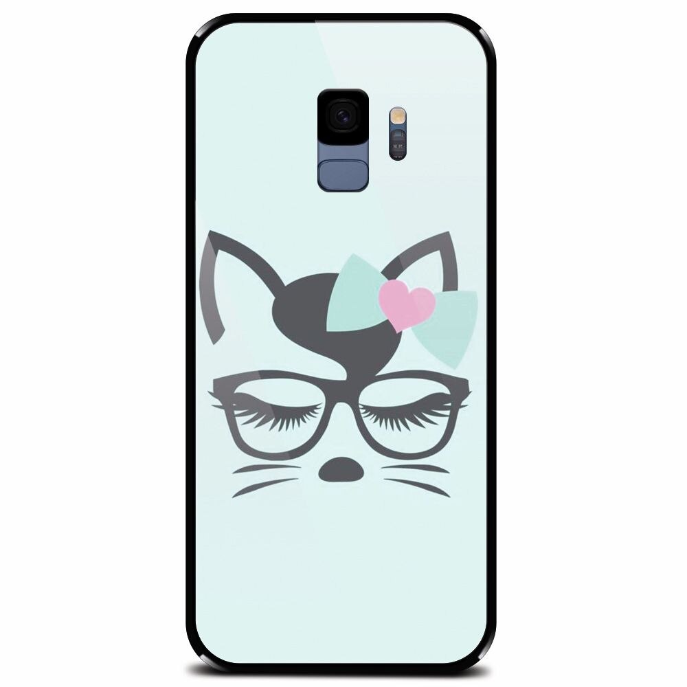 Husa din sticla securizata pentru Samsung Galaxy S9, Angel Cat