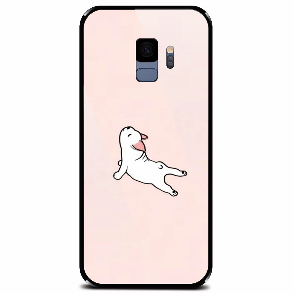 Husa din sticla securizata pentru Samsung Galaxy S9, Cute Dog Streching