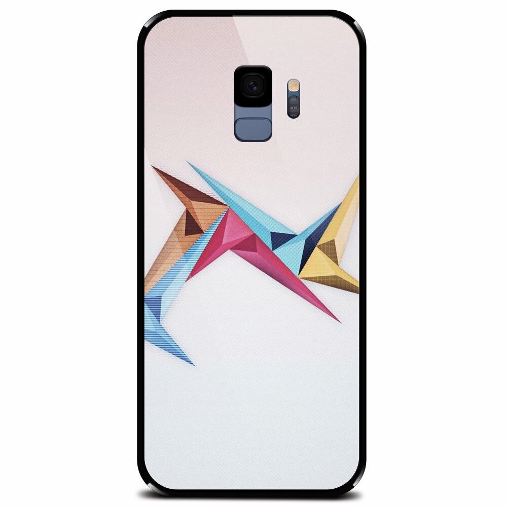 Husa din sticla securizata pentru Samsung Galaxy S9, Abstract Minimalistic Colors Triangles