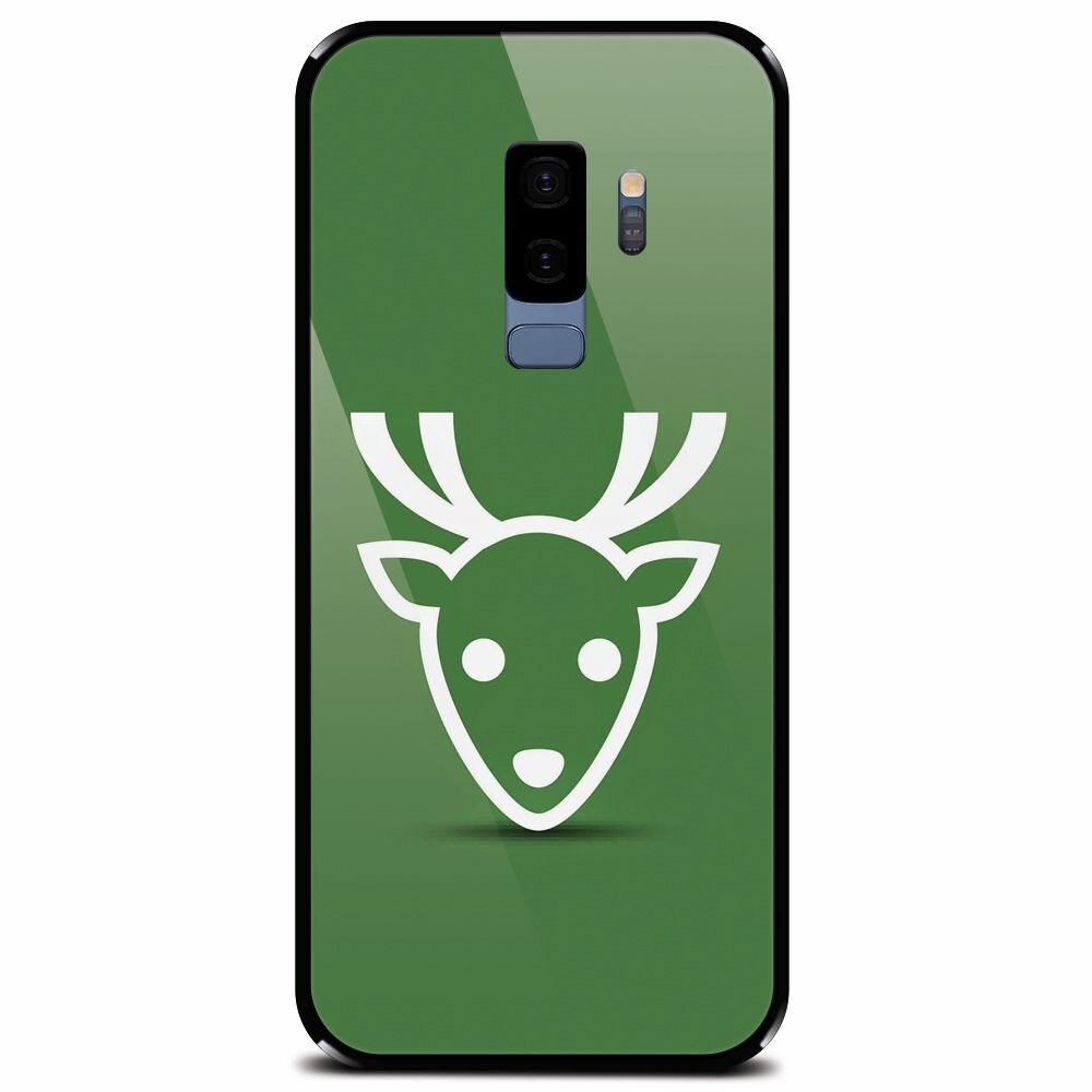 Husa din sticla securizata pentru Samsung Galaxy S9 Plus, Minimal Reindeer Illustration Green