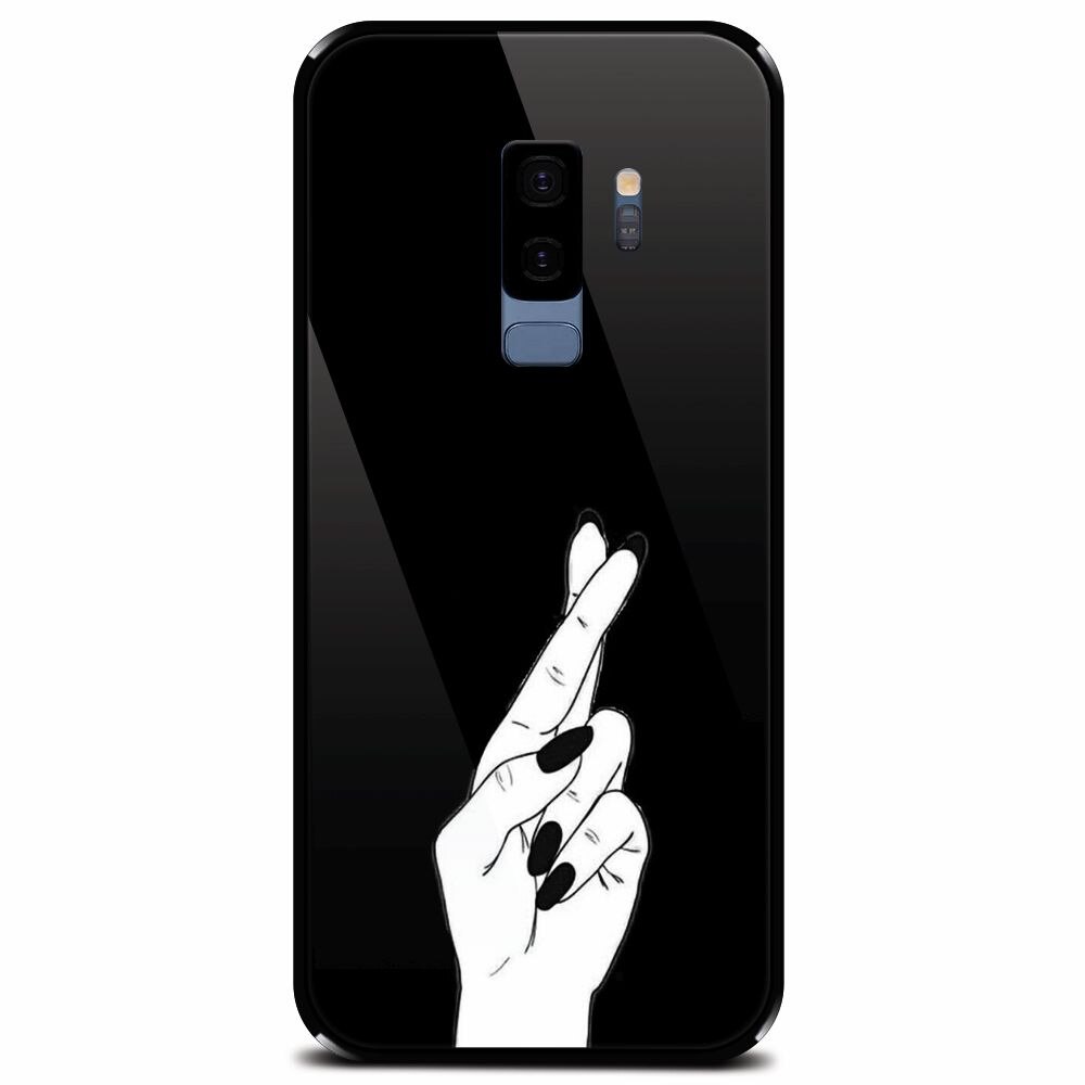 Husa din sticla securizata pentru Samsung Galaxy S9 Plus, Finger Cross