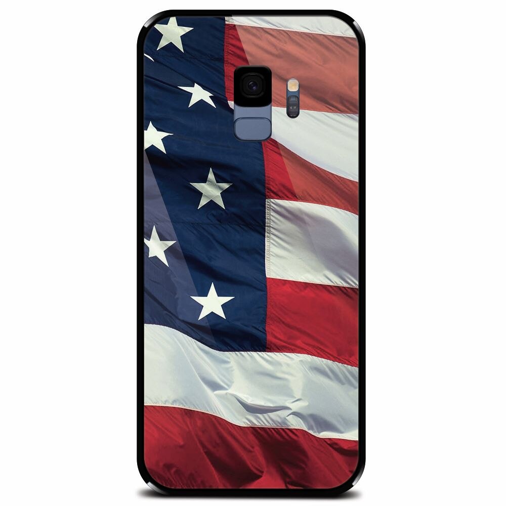 Husa din sticla securizata pentru Samsung Galaxy S9, American Flag Illustration