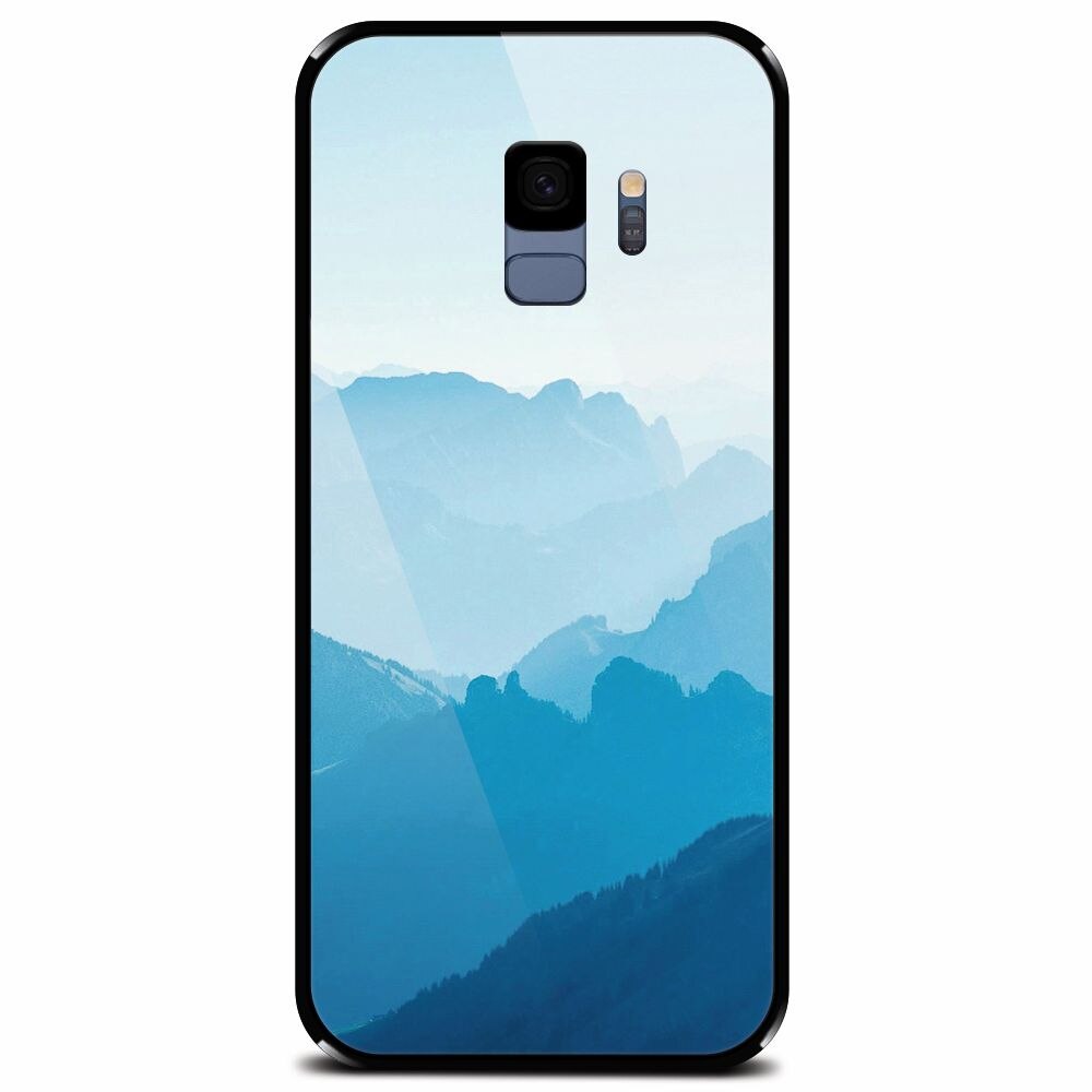 Husa din sticla securizata pentru Samsung Galaxy S9, Blue Mountain Crests