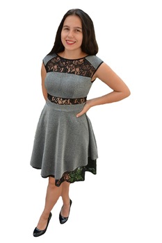 Rochie eleganta Lotte cu dantela si sclipici,D&J Exclussive, Argintiu Rochie eleganta Lotte cu dantela si sclipici,D&J Exclussive, Argintiu