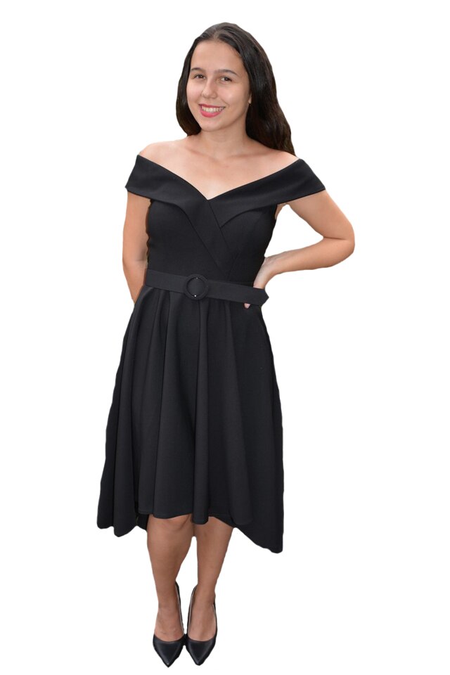 Rochie eleganta Fiene cu decolteu in V,D&J Exclussive, Negru