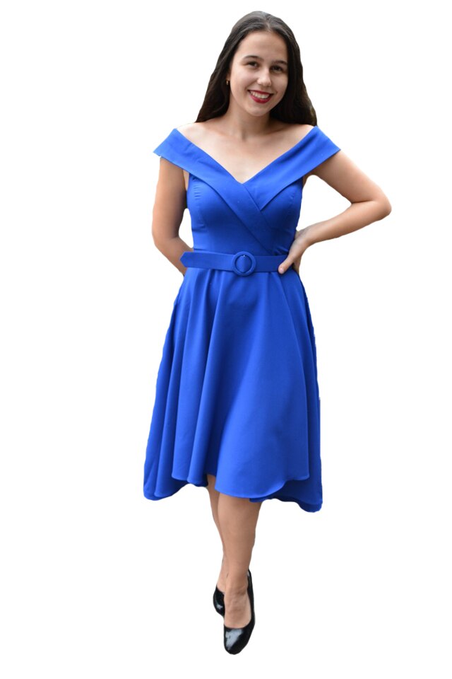 Rochie eleganta Fiene cu decolteu in V,D&J Exclussive, Albastru