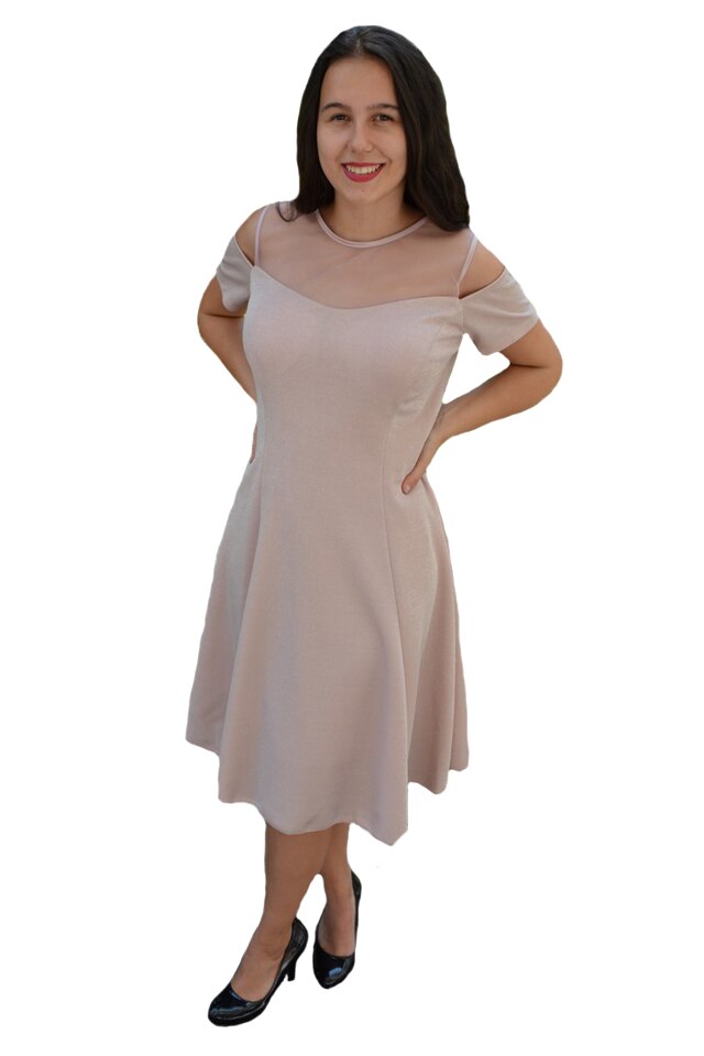 Rochie rafinata Jaylinn cu sclipici,D&J Exclussive, pudra