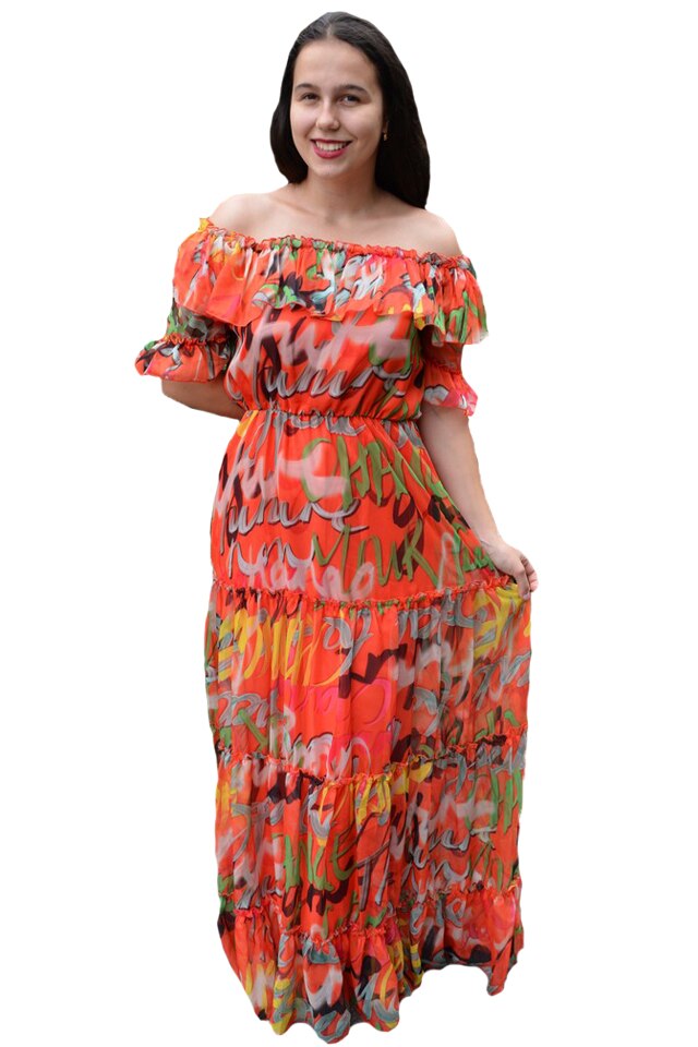 Rochie vaporoasa Veerel cu imprimeu modern ,D&J Exclussive, Multicolor