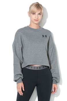 Under Armour, Bluza sport crop lejera, pentru fitness, Gri melange Under Armour, Bluza sport crop lejera, pentru fitness, Gri melange