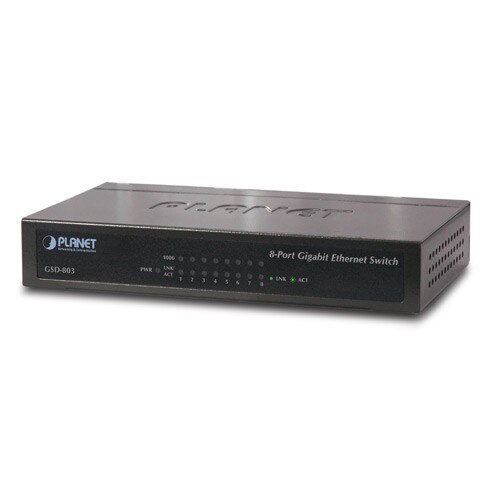 Switch Planet GSD-803, 8-Port Gigabit 10/100/1000Mbps, desktop (carcasa metalica).