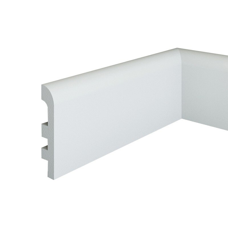 Plinta de podea din polimer rigid S7, alba, 9.8 x 1.9 cm