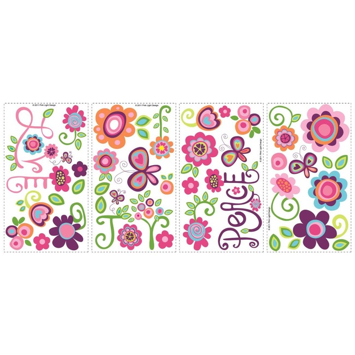 Sticker decorativ LOVE, JOY, PEACE | 4 colite de 25,4 x 45,7 cm
