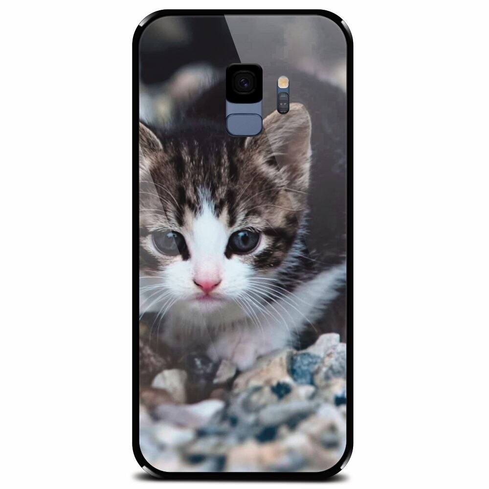 Husa din sticla securizata pentru Samsung Galaxy S9, Animal Cat