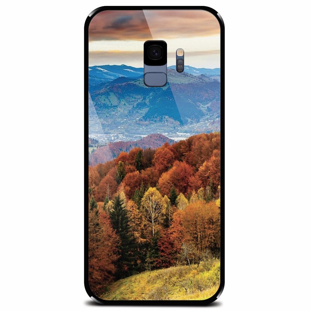 Husa din sticla securizata pentru Samsung Galaxy S9, Autumn Mountain Fall Rusty Forest Colours
