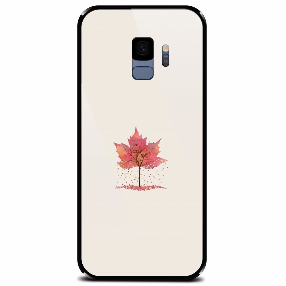 Husa din sticla securizata pentru Samsung Galaxy S9, Autumn Tree Leaf Shape Illustration