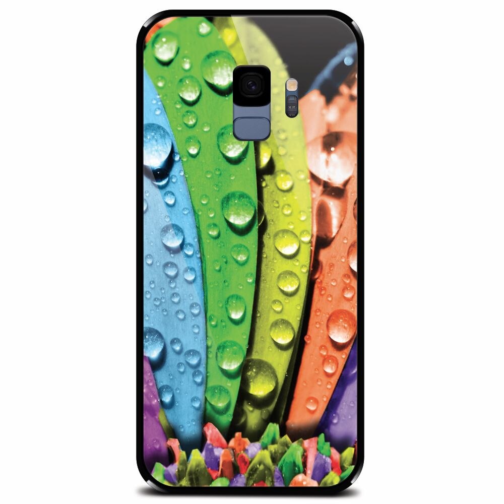 Husa din sticla securizata pentru Samsung Galaxy S9, Colorful Daisy Petals