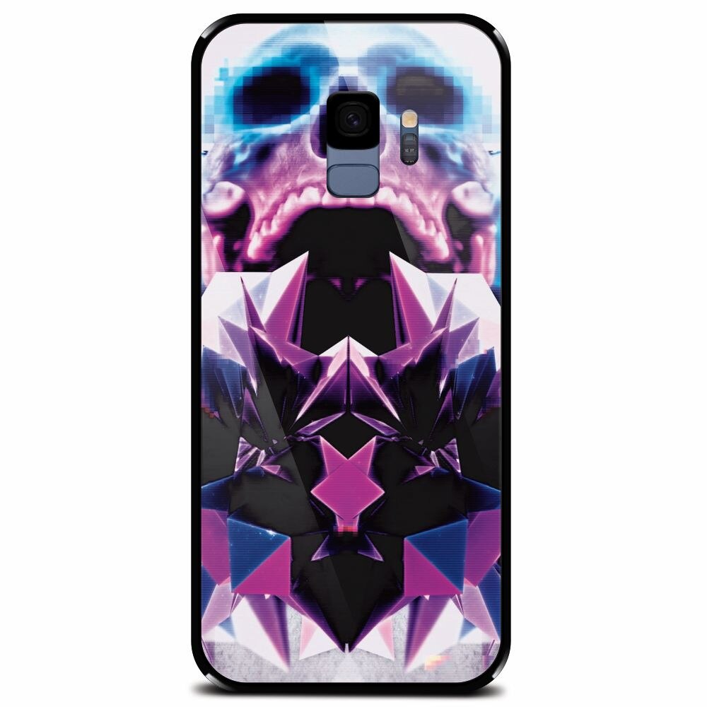 Husa din sticla securizata pentru Samsung Galaxy S9, Abstract Framed Skull