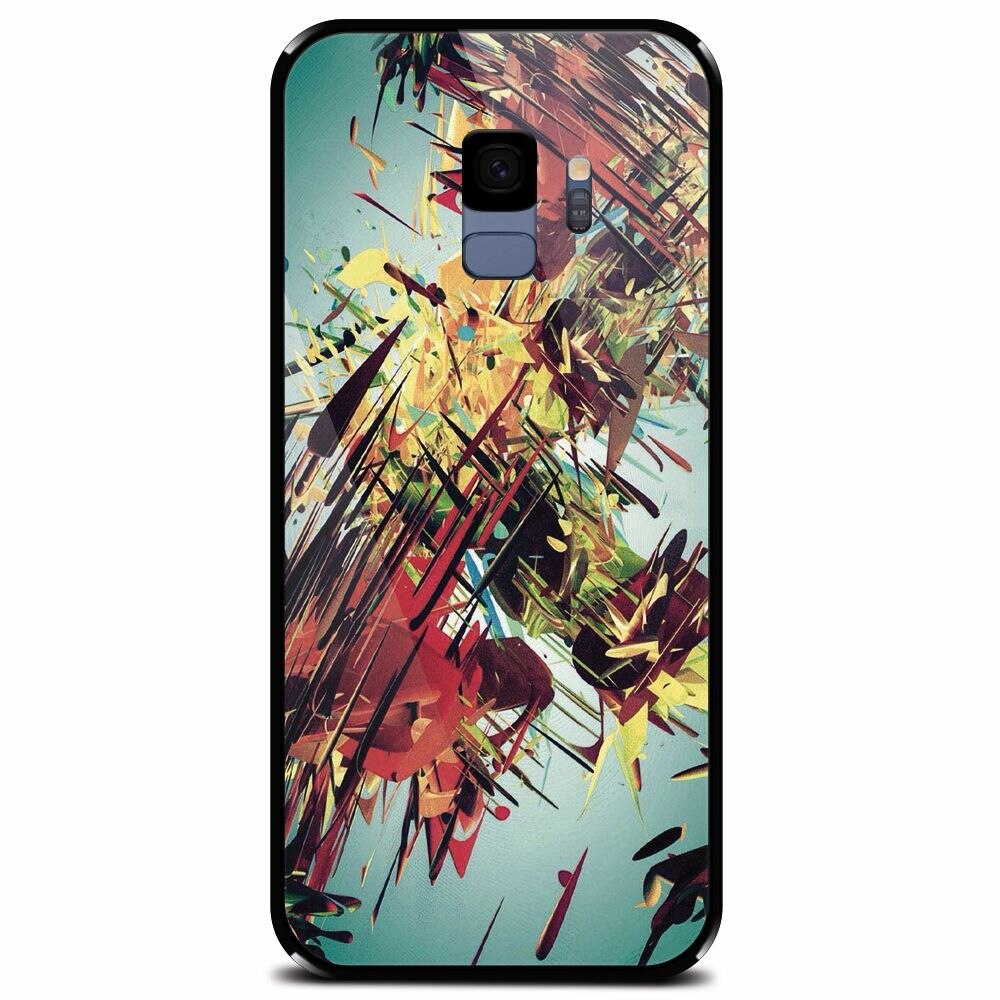 Husa din sticla securizata pentru Samsung Galaxy S9, Complex Abstract Colorful 3D Drawing