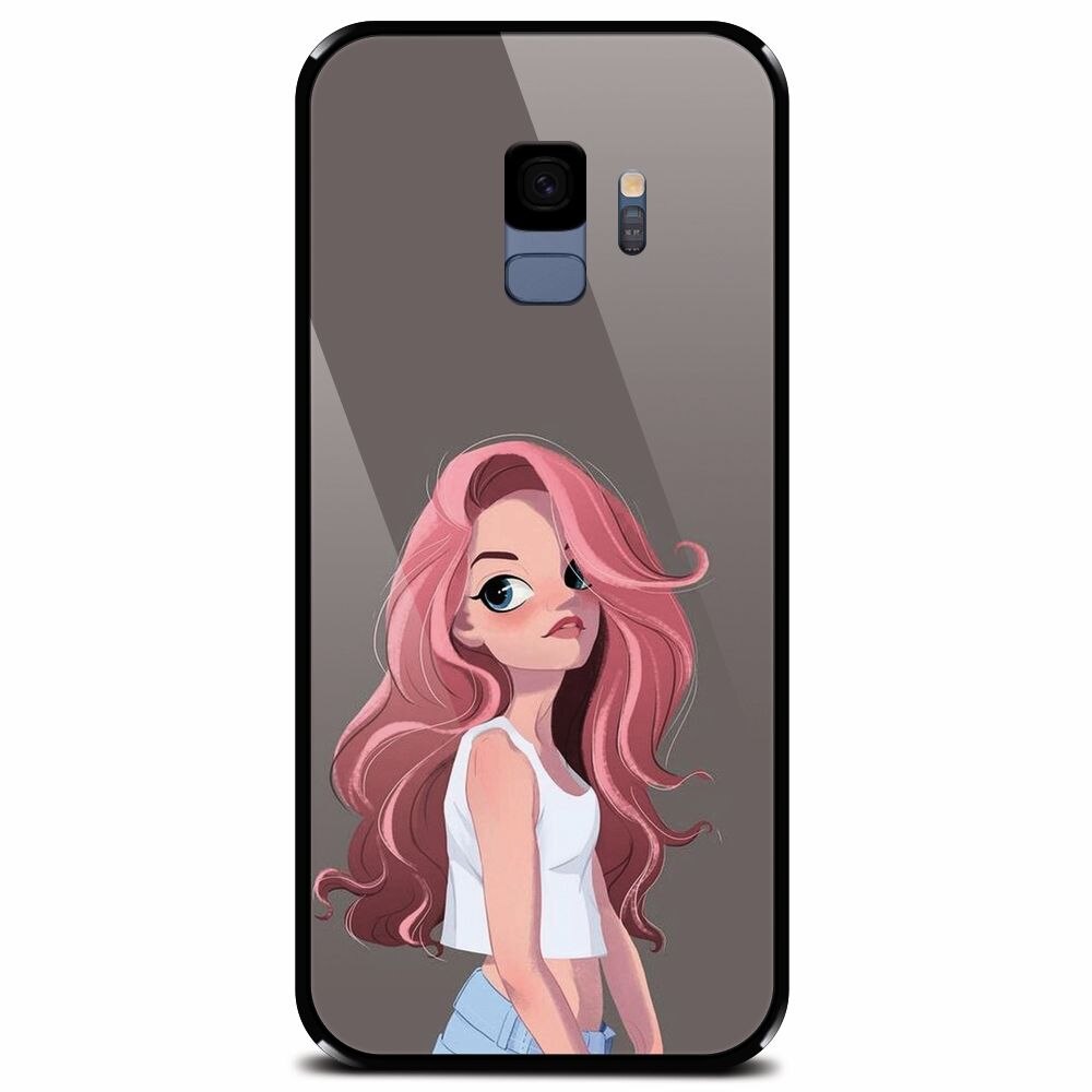 Husa din sticla securizata pentru Samsung Galaxy S9, Cute Girl