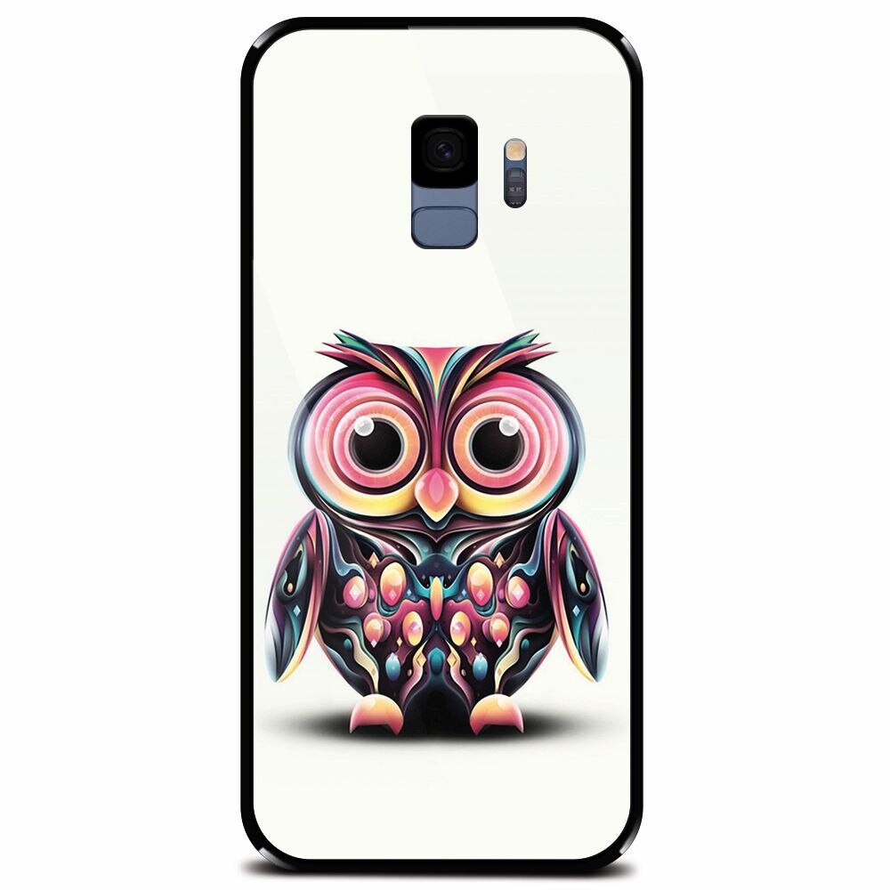 Husa din sticla securizata pentru Samsung Galaxy S9, Colorful Owl Illustration