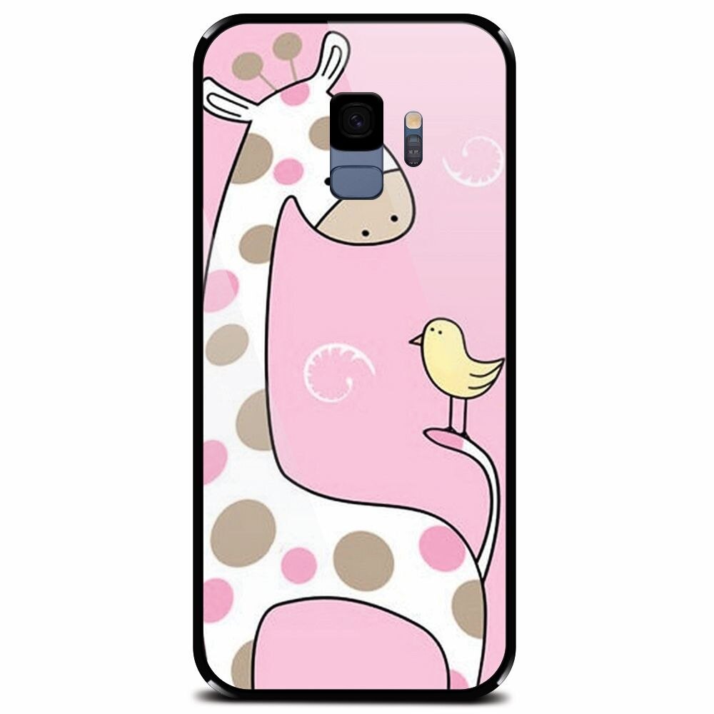 Husa din sticla securizata pentru Samsung Galaxy S9, Cute Giraffe