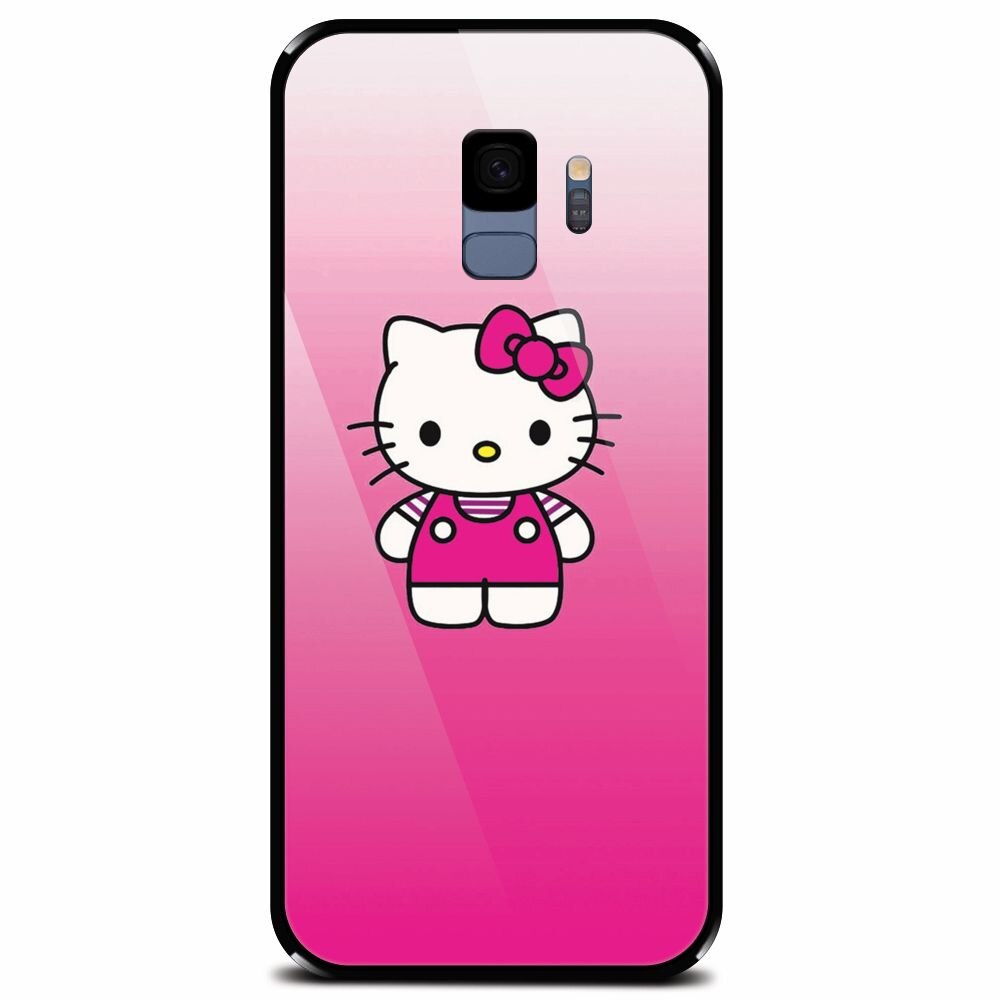 Husa din sticla securizata pentru Samsung Galaxy S9, Cute Pink Catty