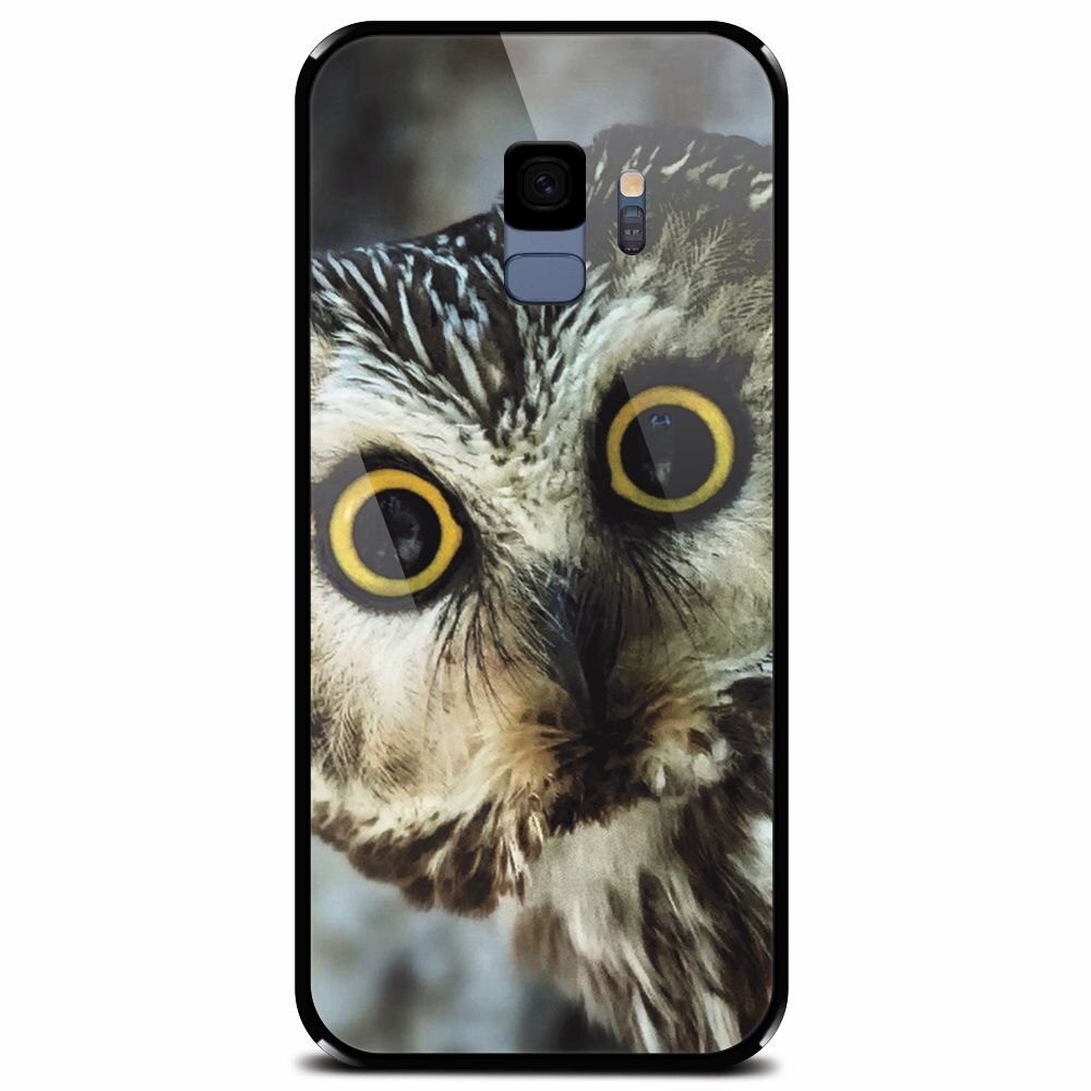 Husa din sticla securizata pentru Samsung Galaxy S9, Owl