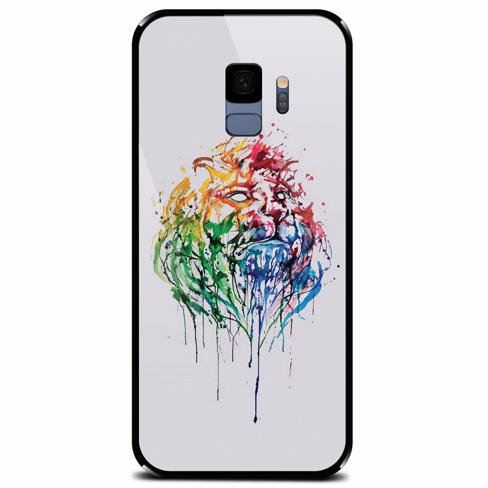 Husa din sticla securizata pentru Samsung Galaxy S9, Paint Illustration Lion Head