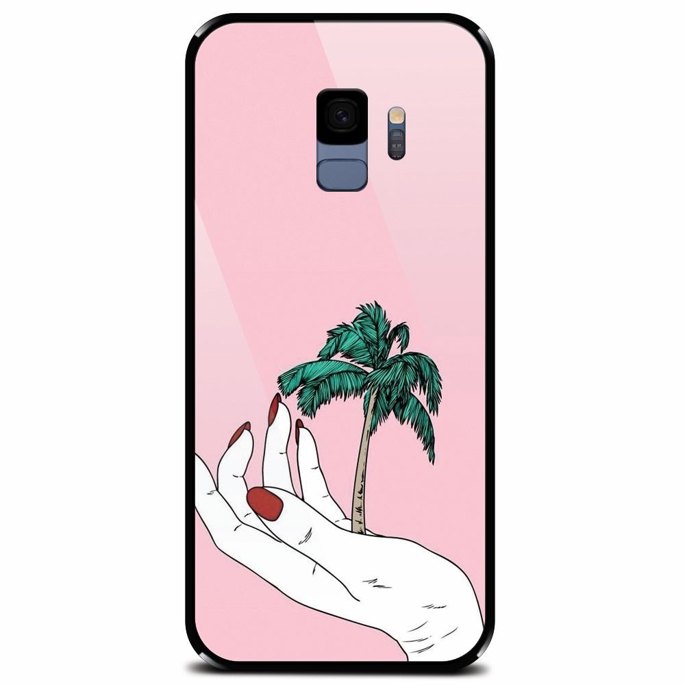 Husa din sticla securizata pentru Samsung Galaxy S9, Palm Tree