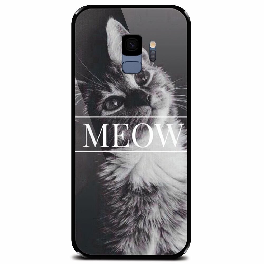 Husa din sticla securizata pentru Samsung Galaxy S9, Meow Cute Cat