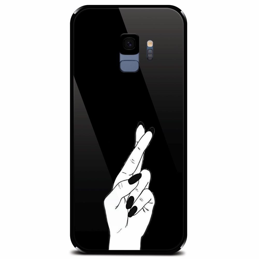 Husa din sticla securizata pentru Samsung Galaxy S9, Finger Cross