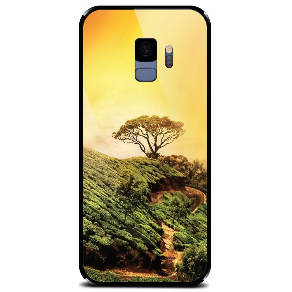 Husa din sticla securizata pentru Samsung Galaxy S9, Hill Top Tree Golden Light