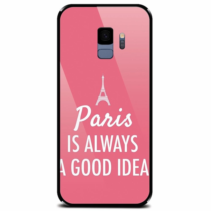 Калъф от закалено стъкло за Samsung Galaxy S9, Париж винаги е добра идея