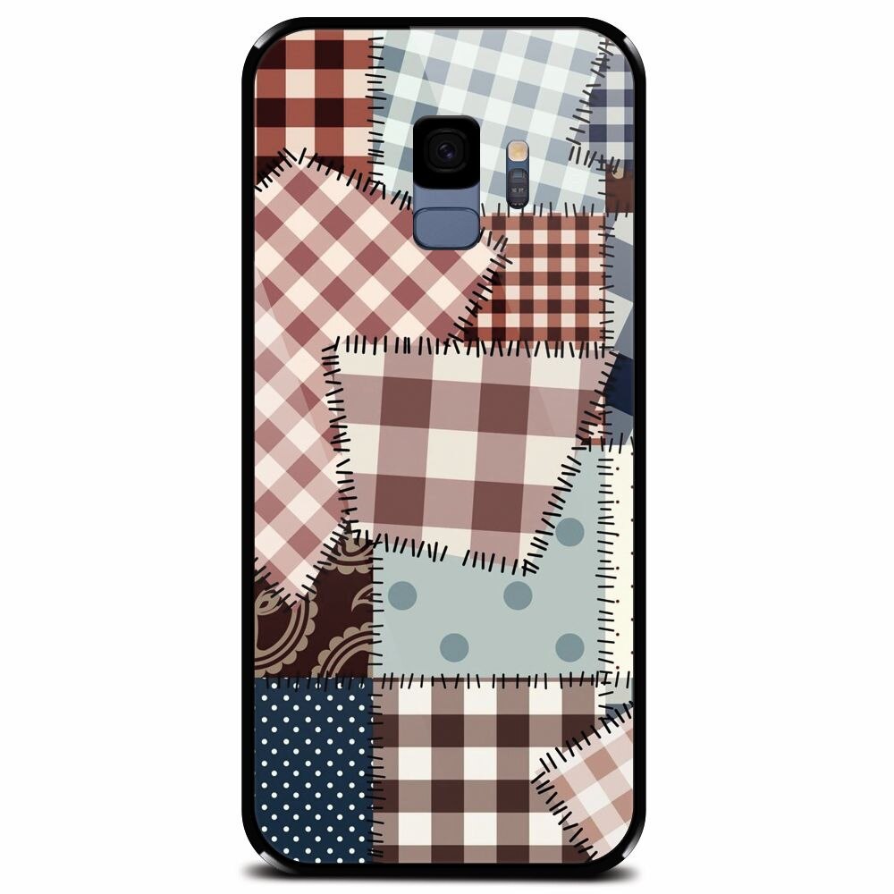 Husa din sticla securizata pentru Samsung Galaxy S9, Patchwork Vector