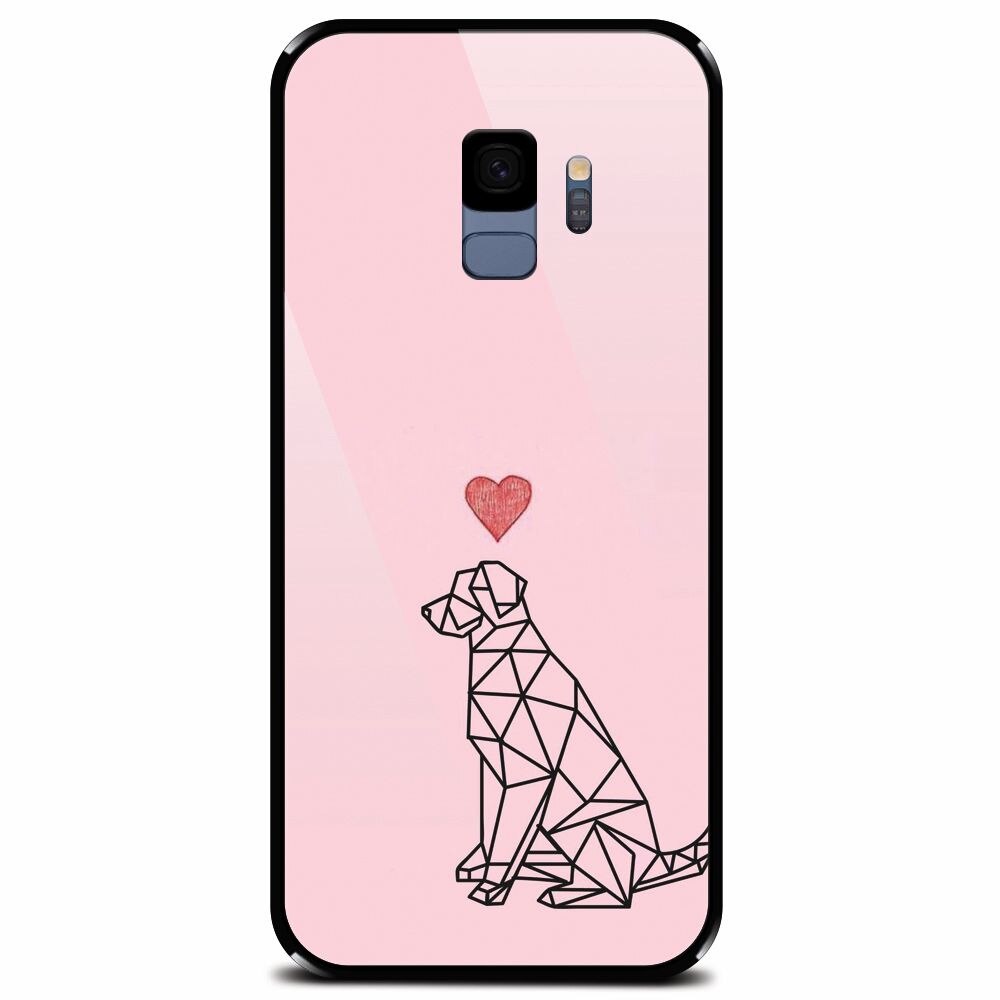 Husa din sticla securizata pentru Samsung Galaxy S9, Love Dog