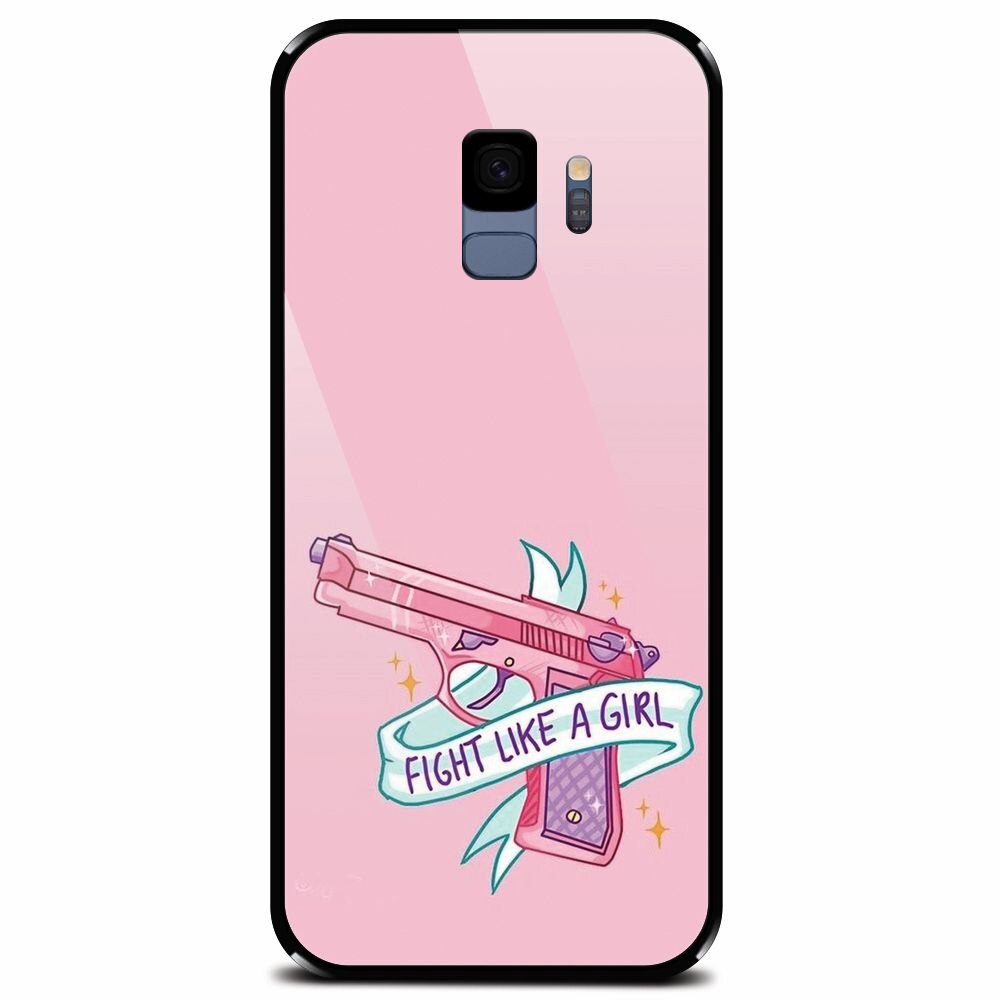 Husa din sticla securizata pentru Samsung Galaxy S9, Fight Like A Girl