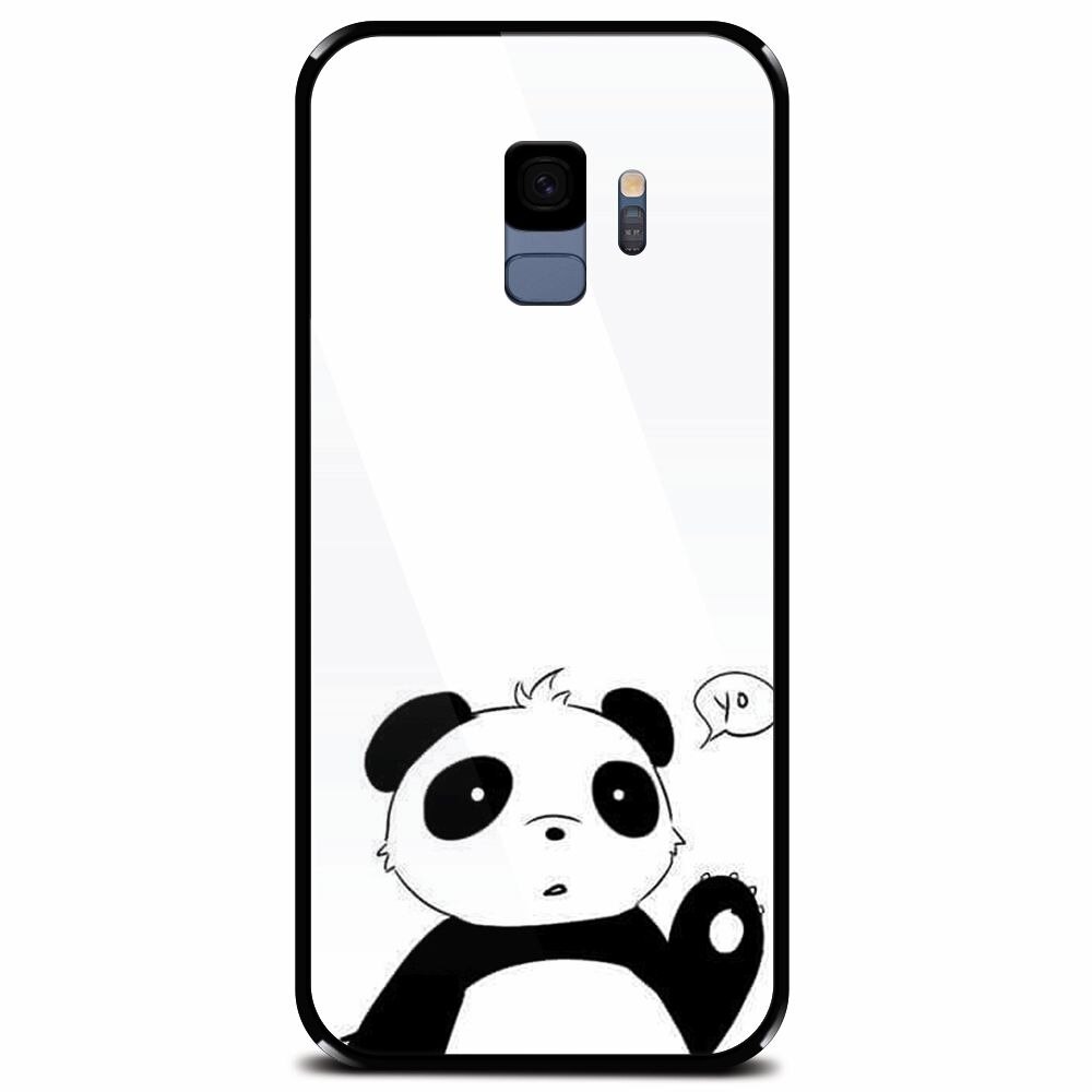 Husa din sticla securizata pentru Samsung Galaxy S9, Panda Cellphone