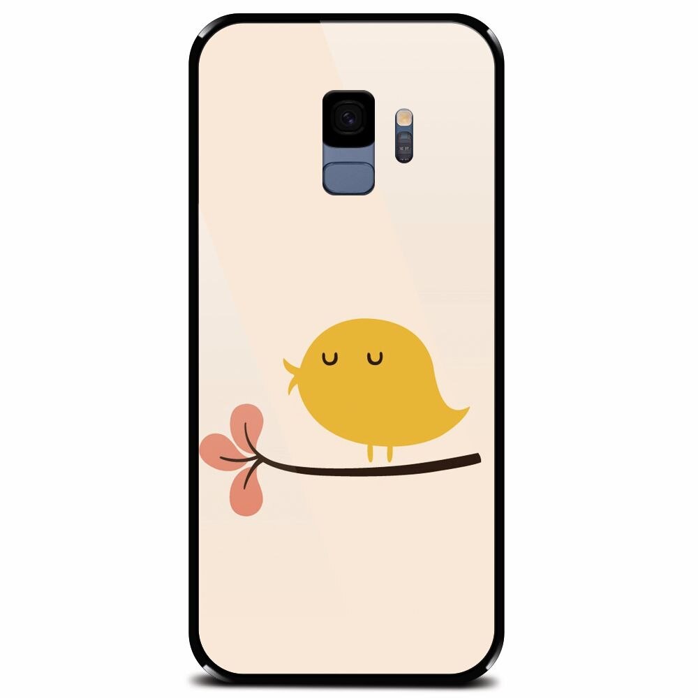 Husa din sticla securizata pentru Samsung Galaxy S9, Flat Minimal Cute Bird Illustration