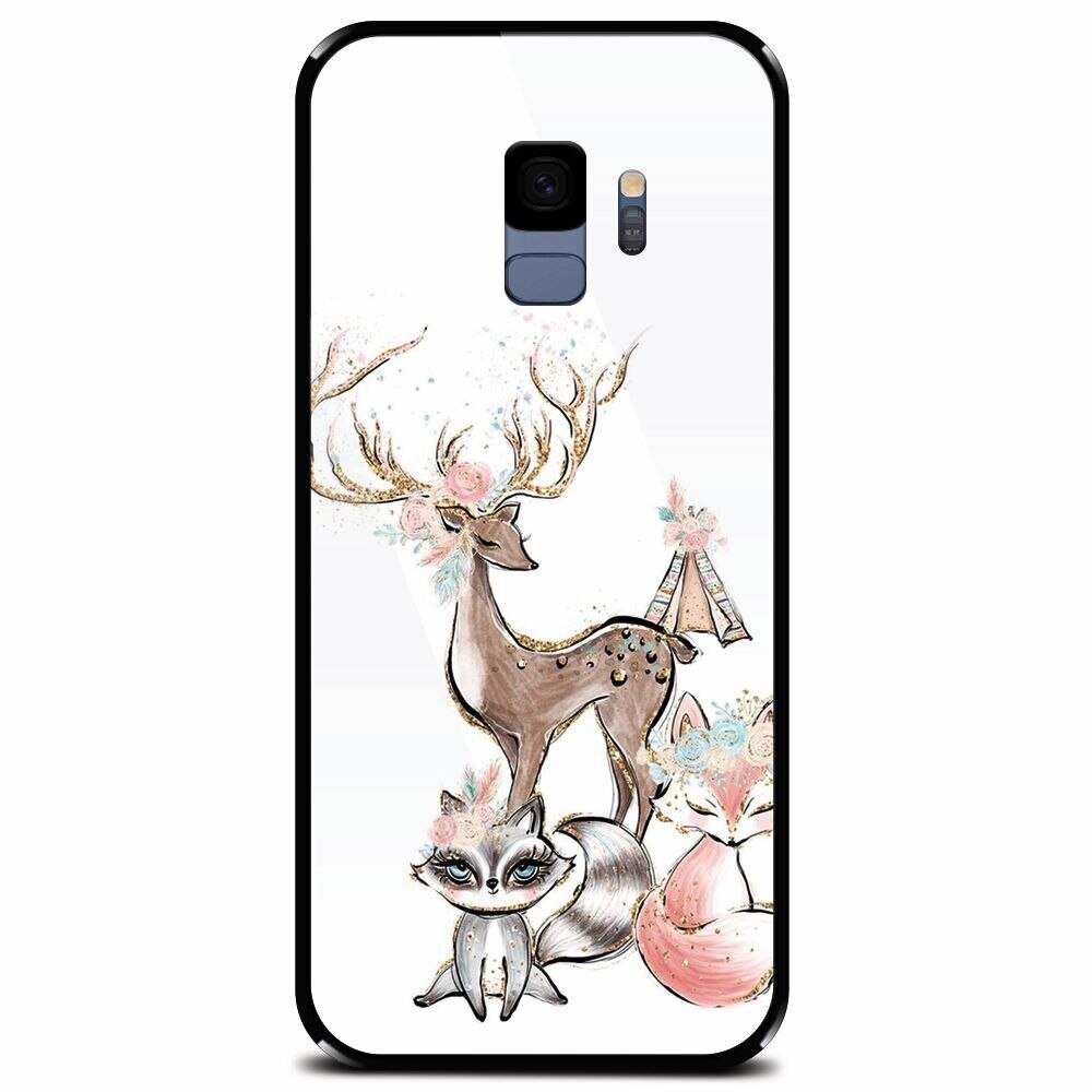 Husa din sticla securizata pentru Samsung Galaxy S9, Foxs And Deer