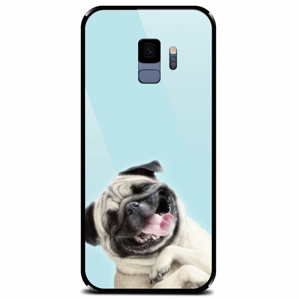 Husa din sticla securizata pentru Samsung Galaxy S9, Happy Dog