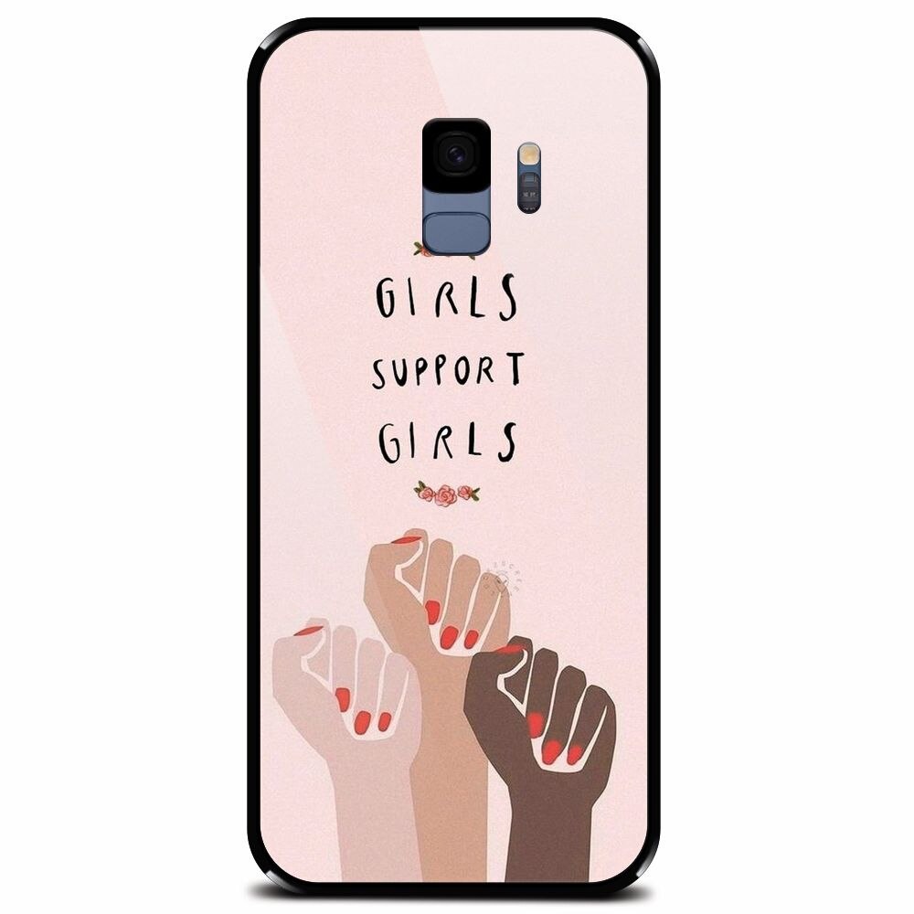 Husa din sticla securizata pentru Samsung Galaxy S9, Girls Supportgirls