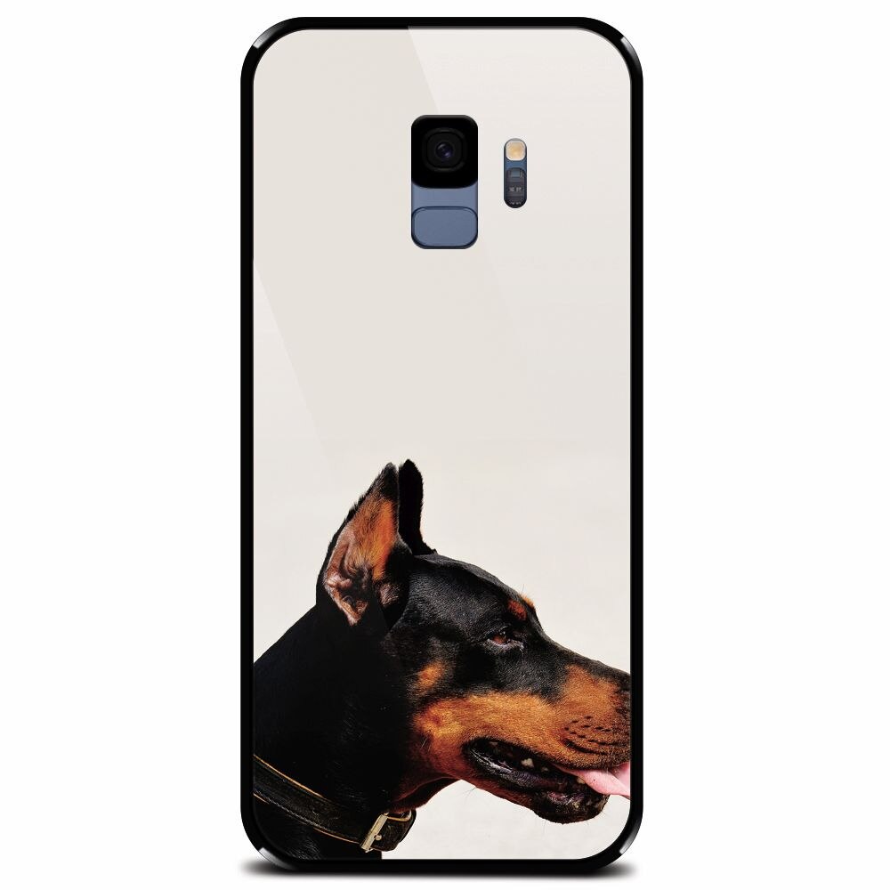 Husa din sticla securizata pentru Samsung Galaxy S9, Doberman
