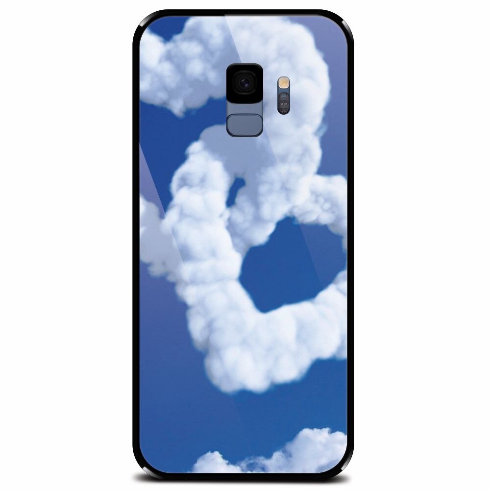 Husa din sticla securizata pentru Samsung Galaxy S9, Heart Shaped Clouds Blue Sky